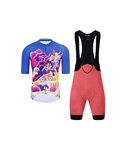 HOLOKOLO Kurzarm Radtrikot und Shorts - VOYAGE - Rosa/Blau/mehrfarbig