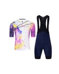 HOLOKOLO Kurzarm Radtrikot und Shorts - SPLASH - Lila/Blau/Grau