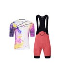 HOLOKOLO Kurzarm Radtrikot und Shorts - SPLASH - Rosa/Lila/mehrfarbig