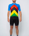HOLOKOLO Kurzarm Radtrikot und Shorts - ULTRA - Blau/Regenbogen/Schwarz