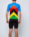 HOLOKOLO Kurzarm Radtrikot und Shorts - ULTRA - Blau/Regenbogen/Schwarz