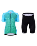 HOLOKOLO Kurzarm Radtrikot und Shorts - DAYBREAK LADY - Schwarz/Hellblau/Grün