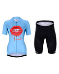 HOLOKOLO Kurzarm Radtrikot und Shorts - CASSIS LADY - Schwarz/Hellblau