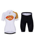HOLOKOLO Kurzarm Radtrikot und Shorts - BISOU LADY - Weiß/mehrfarbig