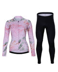 HOLOKOLO Langarm Radtrikot und Hose - BLOSSOM LADY SMR - Schwarz/Rosa