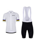 HOLOKOLO Kurzarm Radtrikot und Shorts - RAINBOW - Weiß/Schwarz