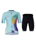 HOLOKOLO Kurzarm Radtrikot und Shorts - SURPRISED ELITE LADY - Hellblau/Schwarz