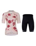 HOLOKOLO Kurzarm Radtrikot und Shorts - ROMANTIC ELITE LADY - Beige/Schwarz/bordeaux
