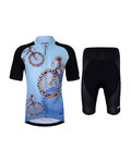 HOLOKOLO Kurzarm Radtrikot und Shorts - BIKERS KIDS - Blau/Schwarz/Weiß
