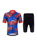 HOLOKOLO Kurzarm Radtrikot und Shorts - CARS KIDS - Schwarz/Rot/Blau