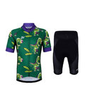 HOLOKOLO Kurzarm Radtrikot und Shorts - DINOSAURS KIDS - Grün/Schwarz