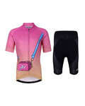 HOLOKOLO Kurzarm Radtrikot und Shorts - CANDYBAG KIDS - Schwarz/Gelb/Rosa