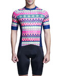 MONTON Kurzarm Fahrradtrikot - BOHEMIAN RIDER  - Blau/Rosa