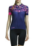 MONTON Kurzarm Fahrradtrikot - PINK WAVE LADY - Rosa/Blau