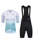 MONTON Kurzarm Radtrikot und Shorts - BEACH  - Blau/Weiß/Schwarz
