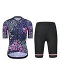 MONTON Kurzarm Radtrikot und Shorts - PLUM FLOWER LADY - Schwarz/Lila