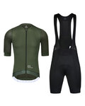 MONTON Kurzarm Radtrikot und Shorts - TRAVELER MAX - Schwarz/Grün