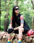 MONTON Kurzarm Fahrradtrikot - SKULL RAINBOW LADY - mehrfarbig/Schwarz