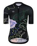 MONTON Kurzarm Fahrradtrikot - JUNGLELEAF LADY - Schwarz/mehrfarbig