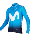 Langarm Fahrradtrikot für den Winter - MOVISTAR 2019 WINTER - Weiß/Blau/Hellblau