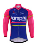 Langarm Fahrradtrikot für den Winter - LAMPRE 2017 WINTER - Blau/Rosa