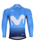 BONAVELO Langarm Fahrradtrikot für den Winter - MOVISTAR 2018 WINTER - Hellblau