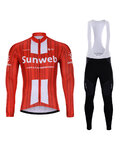 BONAVELO Radtrikot und Hose für den Winter - SUNWEB 2020 WINTER - Rot/Weiß/Schwarz