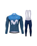 BONAVELO Radtrikot und Hose für den Winter - MOVISTAR 2021 WINTER - Schwarz/Blau