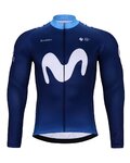 BONAVELO Langarm Fahrradtrikot für den Winter - MOVISTAR 2024 WINTER - Weiß/Blau