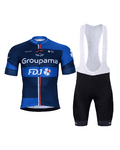 BONAVELO Kurzarm Radtrikot und Shorts - GROUPAMA FDJ 2025 - Schwarz/Blau