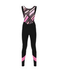 SANTINI Lange Fahrradhose mit Trägern - CORAL RAGGIO LADY - Schwarz/Rosa