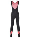 SANTINI Lange Fahrradhose mit Trägern - CORAL BENGAL LADY - Schwarz/Rosa