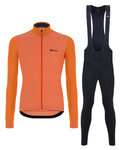SANTINI Radtrikot und Hose für den Winter - COLORE PURO WINTER - Orange/Schwarz