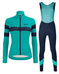 SANTINI Radtrikot und Hose für den Winter - CORAL B. LADY WINTER - Blau/Hellblau