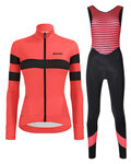 SANTINI Radtrikot und Hose für den Winter - CORAL B. LADY WINTER - Schwarz/Rosa