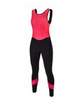 SANTINI Lange Fahrradhose mit Trägern - CORAL BENGAL LADY - Rosa/Schwarz