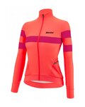SANTINI Langarm Fahrradtrikot für den Winter - CORAL BENGAL LADY - Rosa