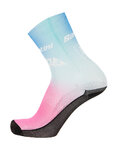 SANTINI Klassische Fahrradsocken - LA VUELTA 2019 - Hellblau/Rosa
