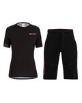 SANTINI MTB Radtrikot und Hose - SASSO MTB LADY - Rosa/Schwarz