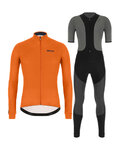 SANTINI Radtrikot und Hose für den Winter - COLORE WINTER - Grau/Schwarz/Orange