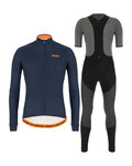 SANTINI Radtrikot und Hose für den Winter - COLORE WINTER - Schwarz/Grau/Blau