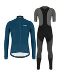 SANTINI Radtrikot und Hose für den Winter - COLORE WINTER - Blau/Grau/Schwarz