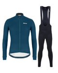 SANTINI Radtrikot und Hose für den Winter - COLORE WINTER II - Schwarz/Blau