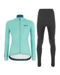 SANTINI Radtrikot und Hose für den Winter - COLORE LADY WINTER - Hellblau/Schwarz