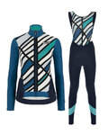SANTINI Radtrikot und Hose für den Winter - CORAL R. LADY WINTER - Schwarz/Blau