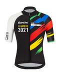 SANTINI Kurzarm Fahrradtrikot - UCI WC FLANDERS 2021 - Schwarz/Regenbogen