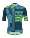 SANTINI Kurzarm Radtrikot und Shorts - DELTA OPTIC - Grün/Schwarz/Blau