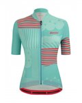 SANTINI Kurzarm Radtrikot und Shorts - GIADA OPTIC LADY - Schwarz/Blau/Rosa