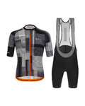 SANTINI Kurzarm Radtrikot und Shorts - KARMA KINETIC - Schwarz/Weiß/Orange