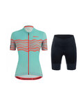 SANTINI Kurzarm Radtrikot und Shorts - TONO PROFILO LADY - Blau/Schwarz/Orange